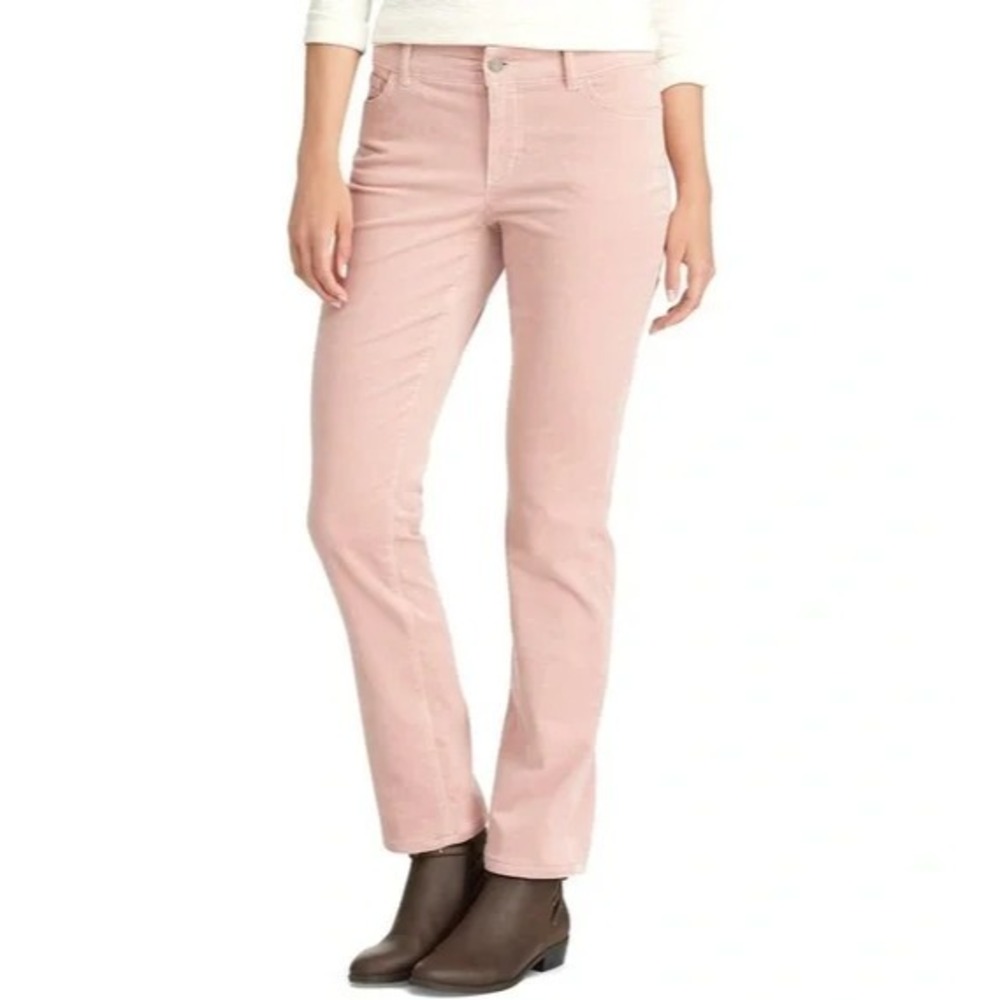 GUC Chaps Est 1978 Women Pink Corduroy Straight Leg Stretch Casual Pants Size 14